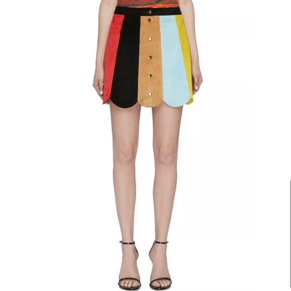 Alice + Olivia Suede Color-block Skirt - Picture 2 of 3